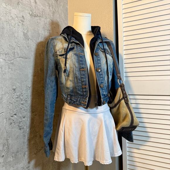 Highway Jeans Blue Demin Jacket with Hoodie & Zipper - Picture 2 of 7